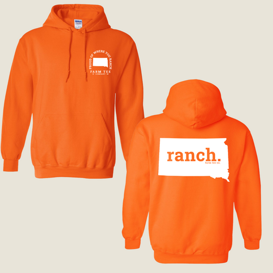 South Dakota RANCH Safety Orange Casual Hoodie