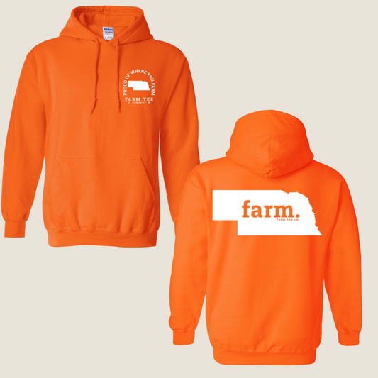Nebraska FARM Safety Orange Casual Hoodie