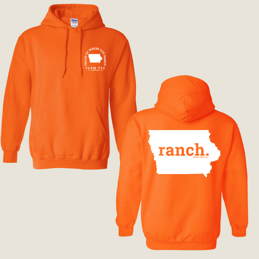 Iowa RANCH Safety Orange Casual Hoodie
