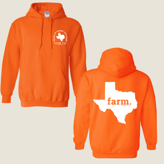 Texas FARM Safety Orange Casual Hoodie