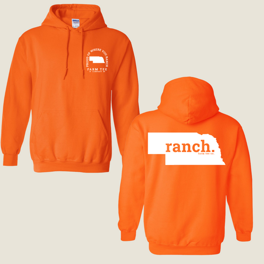 Nebraska RANCH Safety Orange Casual Hoodie