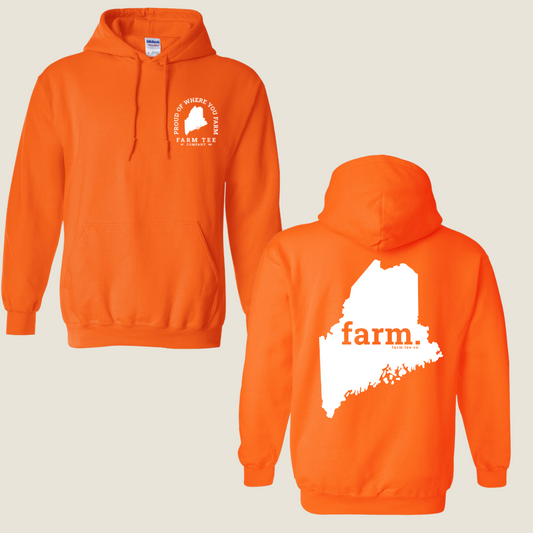 Maine FARM Safety Orange Casual Hoodie