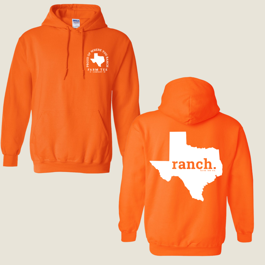 Texas RANCH Safety Orange Casual Hoodie