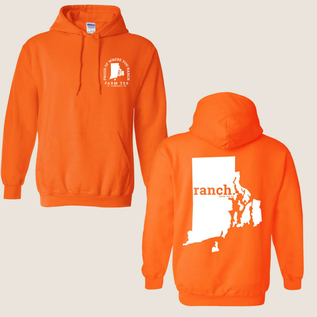 Rhode Island RANCH Safety Orange Casual Hoodie