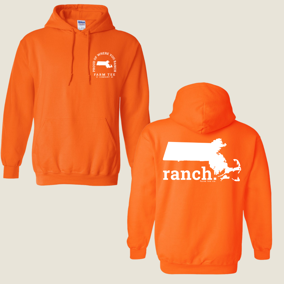Massachusetts RANCH Safety Orange Casual Hoodie