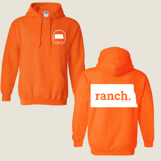North Dakota RANCH Safety Orange Casual Hoodie