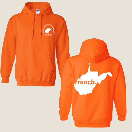 West Virginia RANCH Safety Orange Casual Hoodie