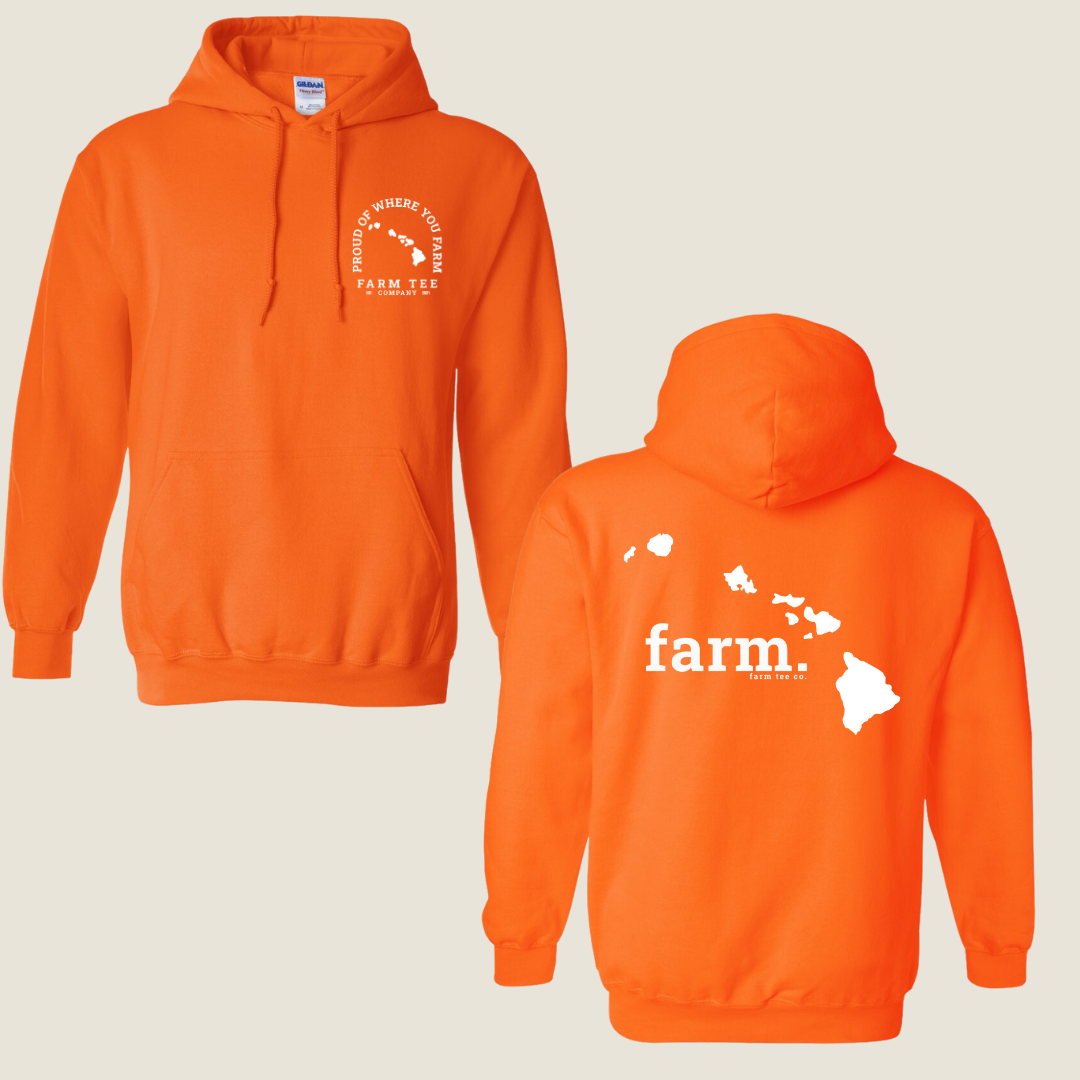 Hawaii FARM Safety Orange Casual Hoodie