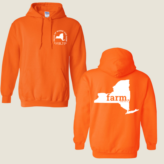 New York FARM Safety Orange Casual Hoodie