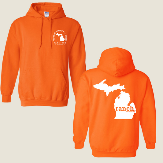Michigan RANCH Safety Orange Casual Hoodie
