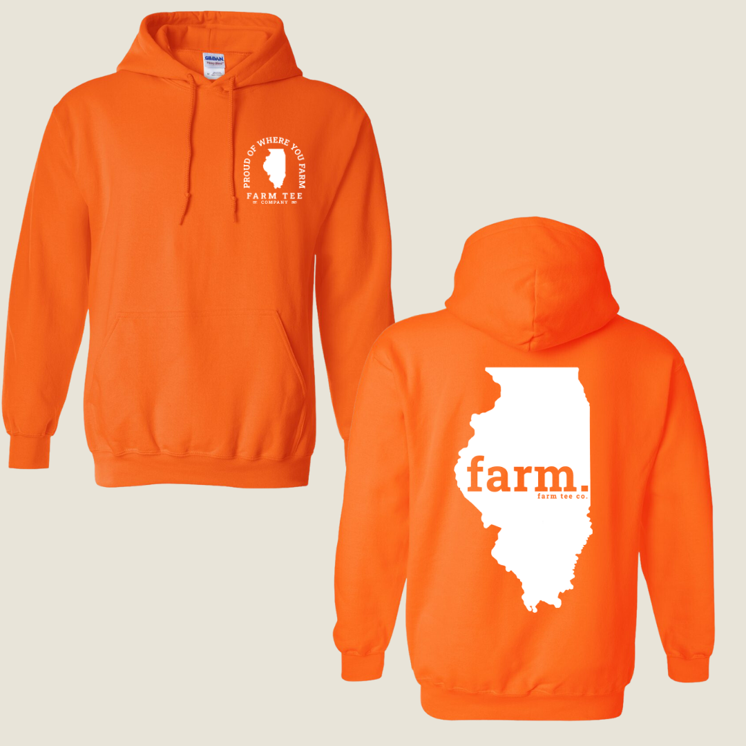 Illinois FARM Safety Orange Casual Hoodie