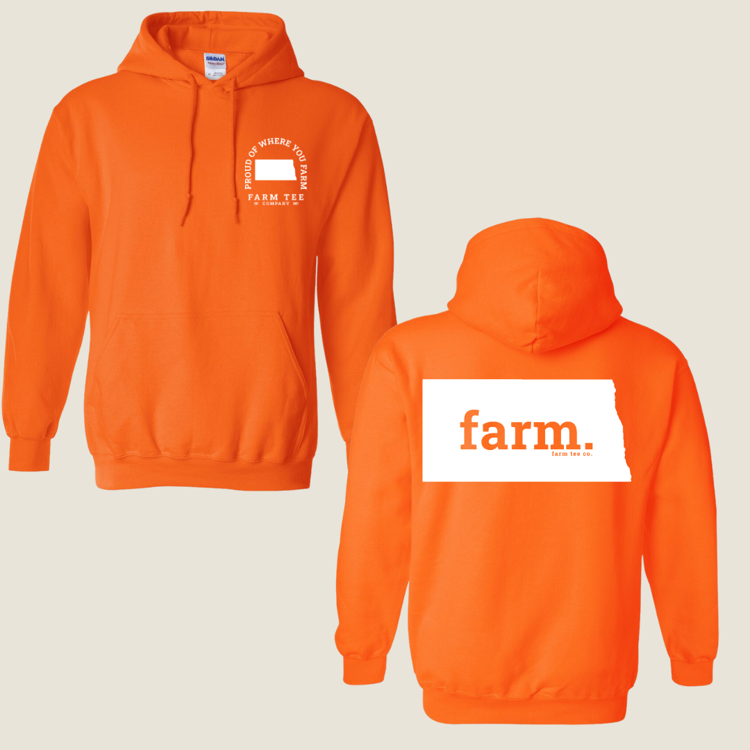 North Dakota FARM Safety Orange Casual Hoodie