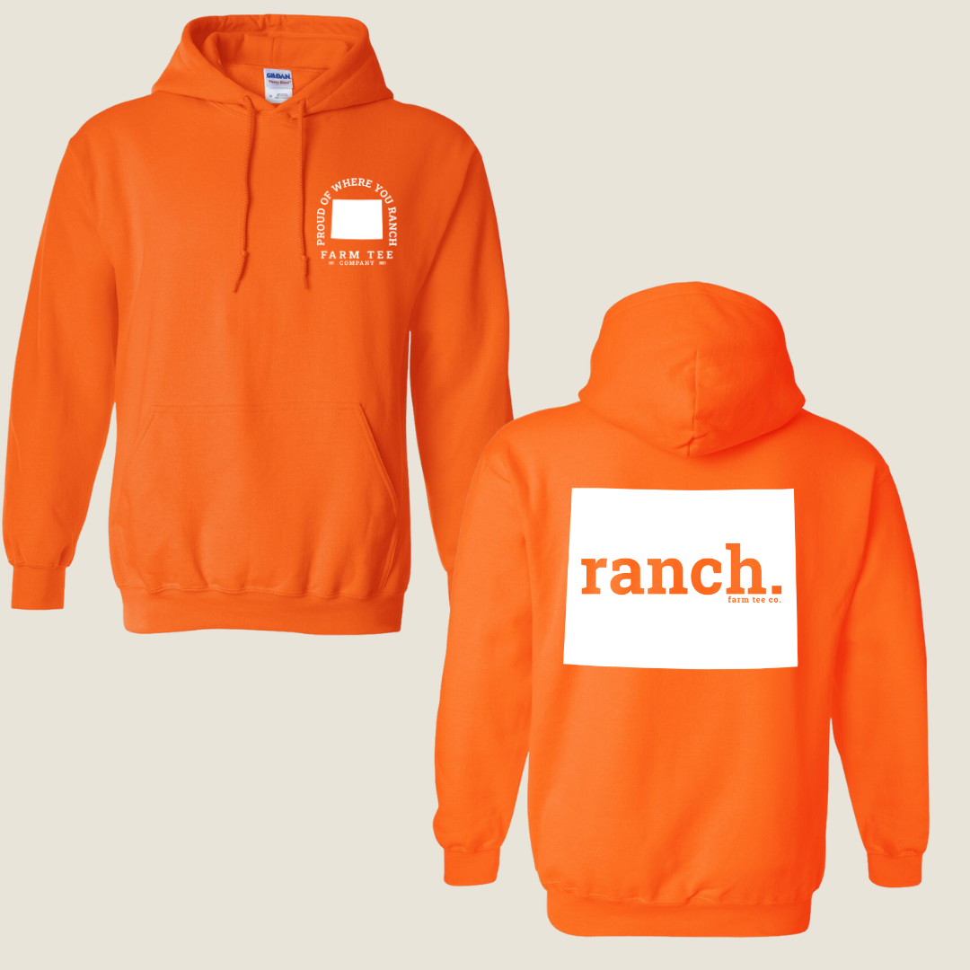 Wyoming RANCH Safety Orange Casual Hoodie
