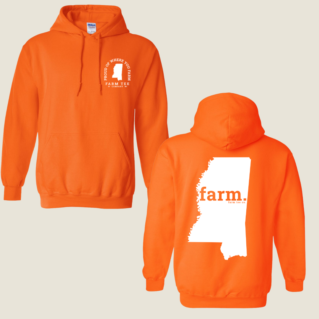 Mississippi FARM Safety Orange Casual Hoodie