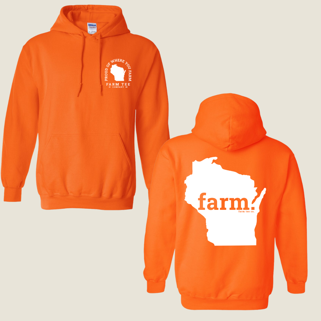 Wisconsin FARM Safety Orange Casual Hoodie