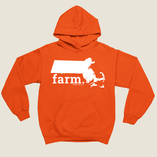 Massachusetts FARM  Safety Orange Casual Hoodie