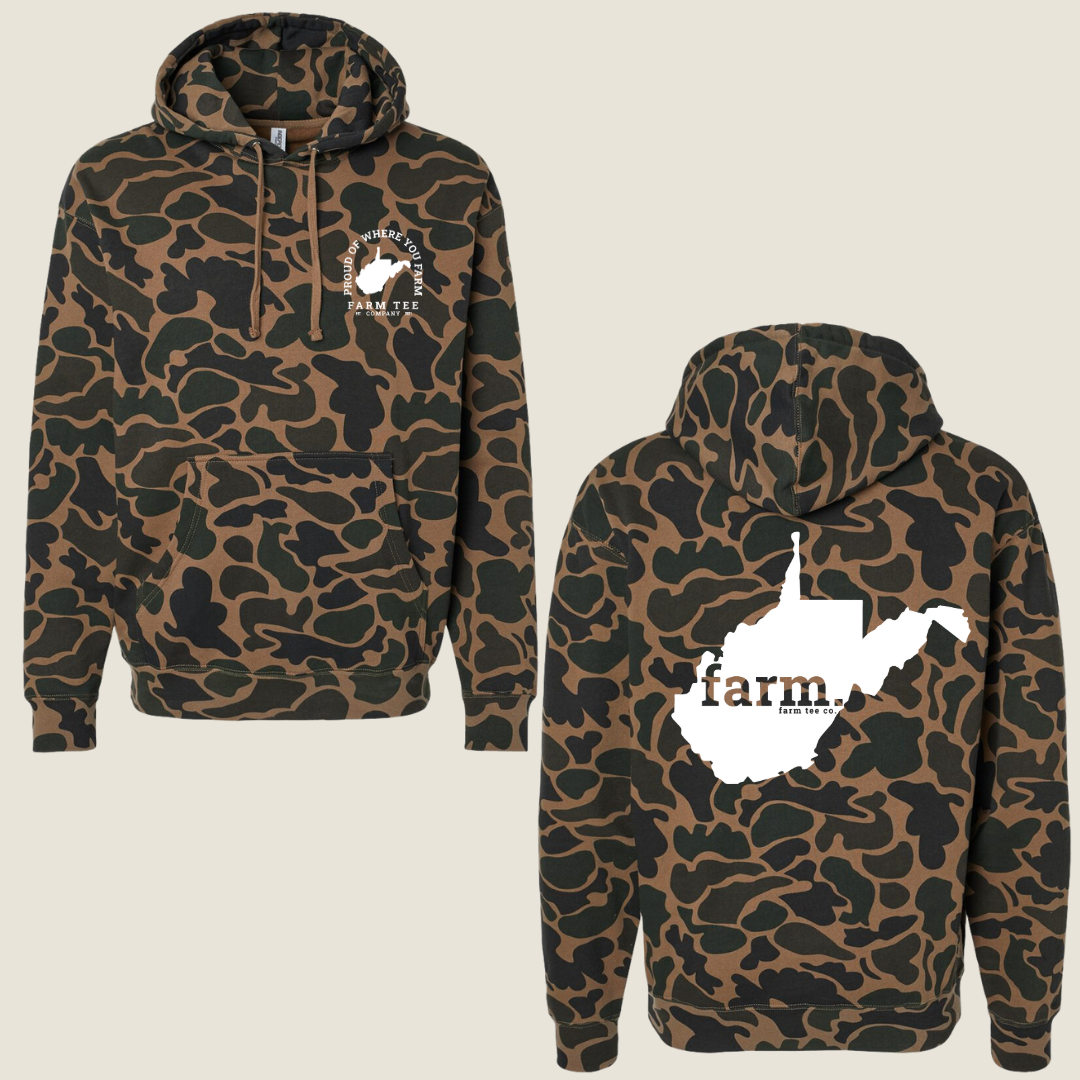 West Virginia FARM Casual Camo Hoodie