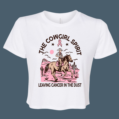 The Cowgirl Spirit Breast Cancer Cropped Tops
