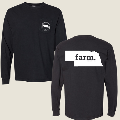 Nebraska FARM Pocket Long Sleeve Tee