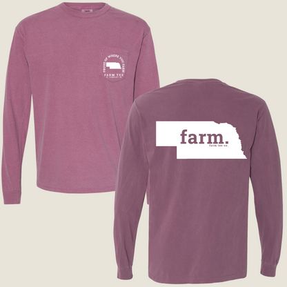 Nebraska FARM Pocket Long Sleeve Tee