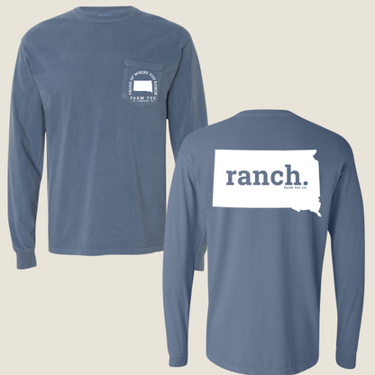 South Dakota RANCH Pocket Long Sleeve Tee