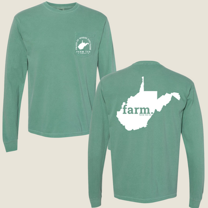 West Virginia FARM Pocket Long Sleeve Tee