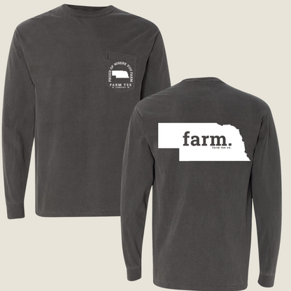 Nebraska FARM Pocket Long Sleeve Tee