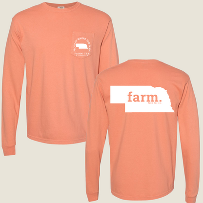 Nebraska FARM Pocket Long Sleeve Tee