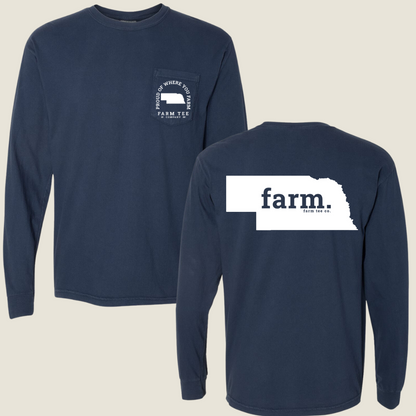 Nebraska FARM Pocket Long Sleeve Tee