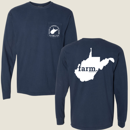 West Virginia FARM Pocket Long Sleeve Tee