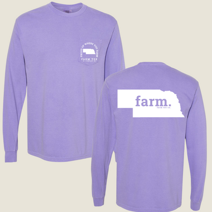 Nebraska FARM Pocket Long Sleeve Tee