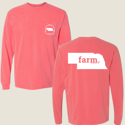 Nebraska FARM Pocket Long Sleeve Tee